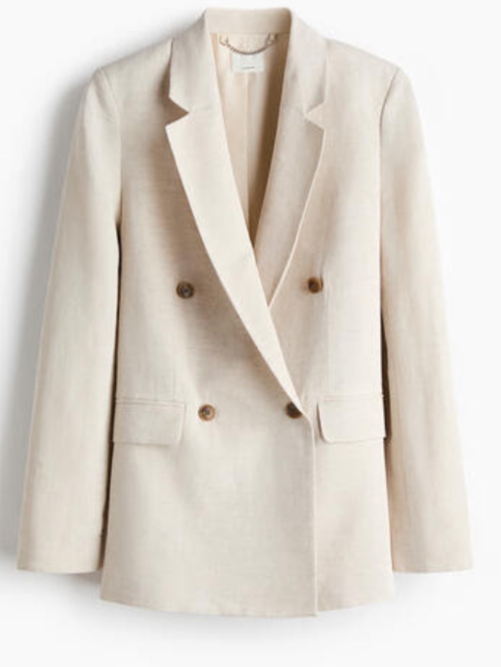 Women's Double-Breasted Linen-blend Blazer in Cream